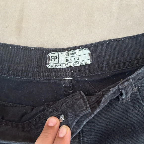 Free People distressed high waisted mom jean shorts blackRock Denim Uptown Short - Picture 6 of 7